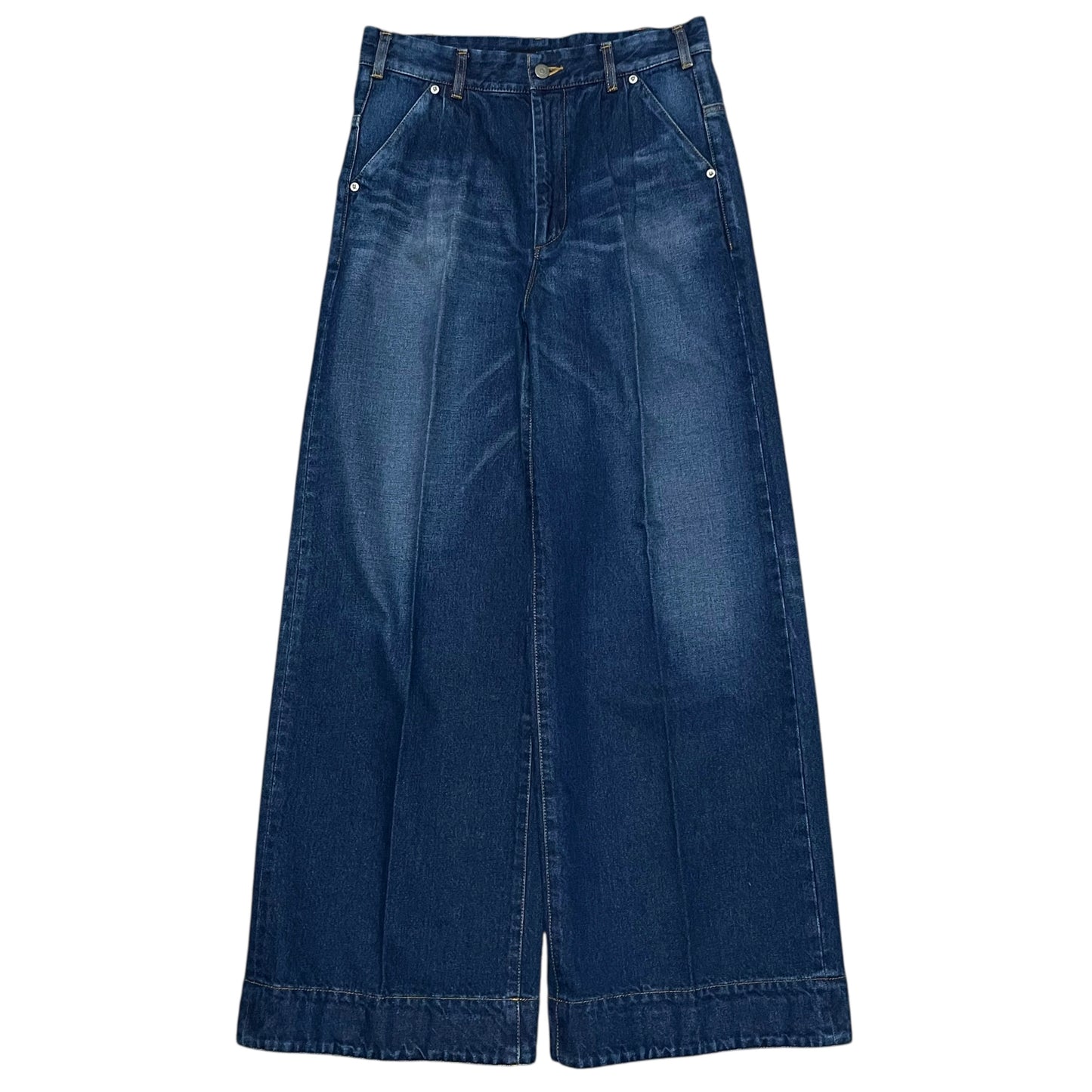 tuck wide denim pants