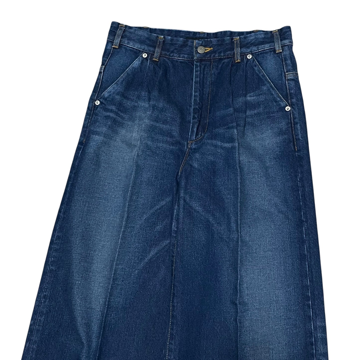 tuck wide denim pants