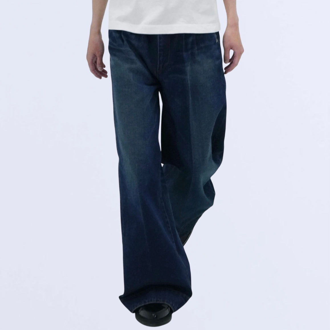 tuck wide denim pants