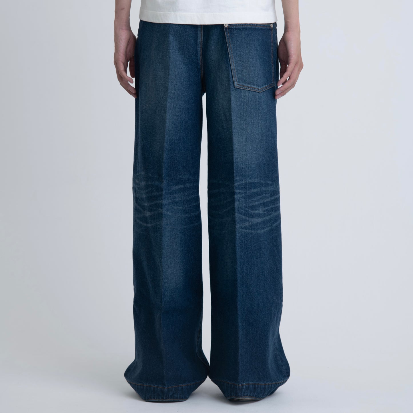 tuck wide denim pants