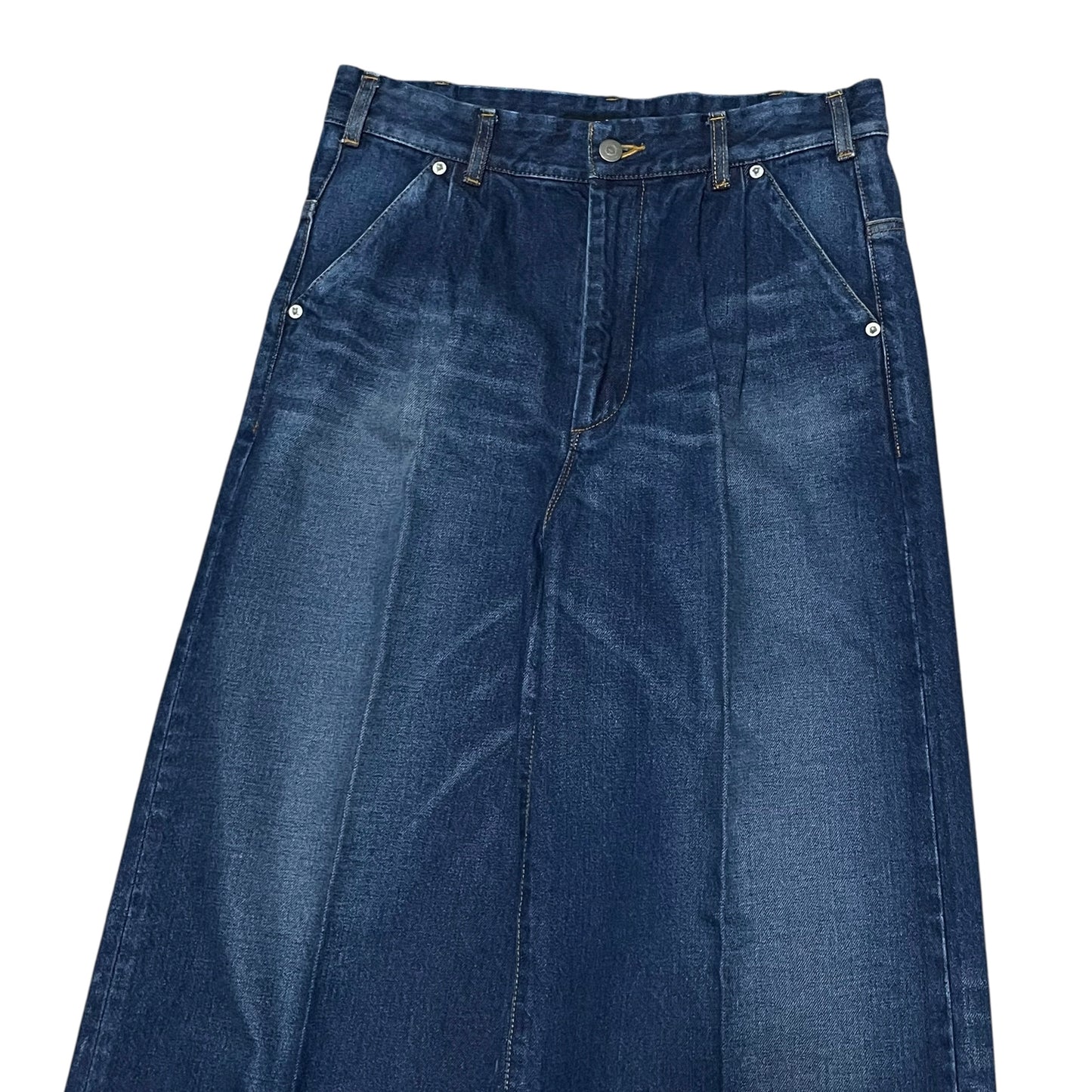 tuck wide denim pants