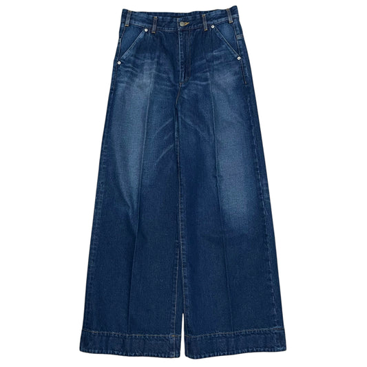 tuck wide denim pants
