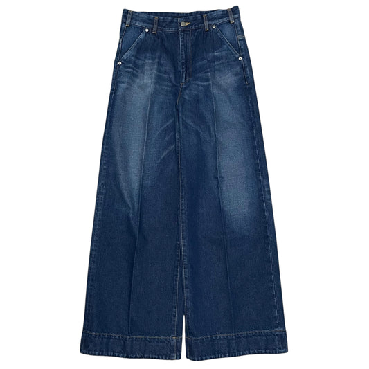 tuck wide denim pants