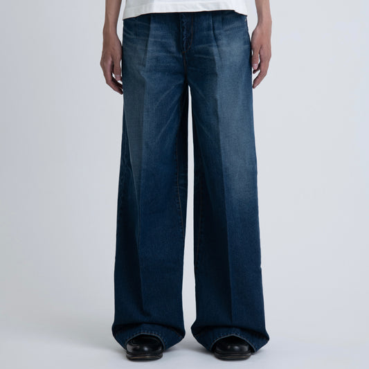 tuck wide denim pants